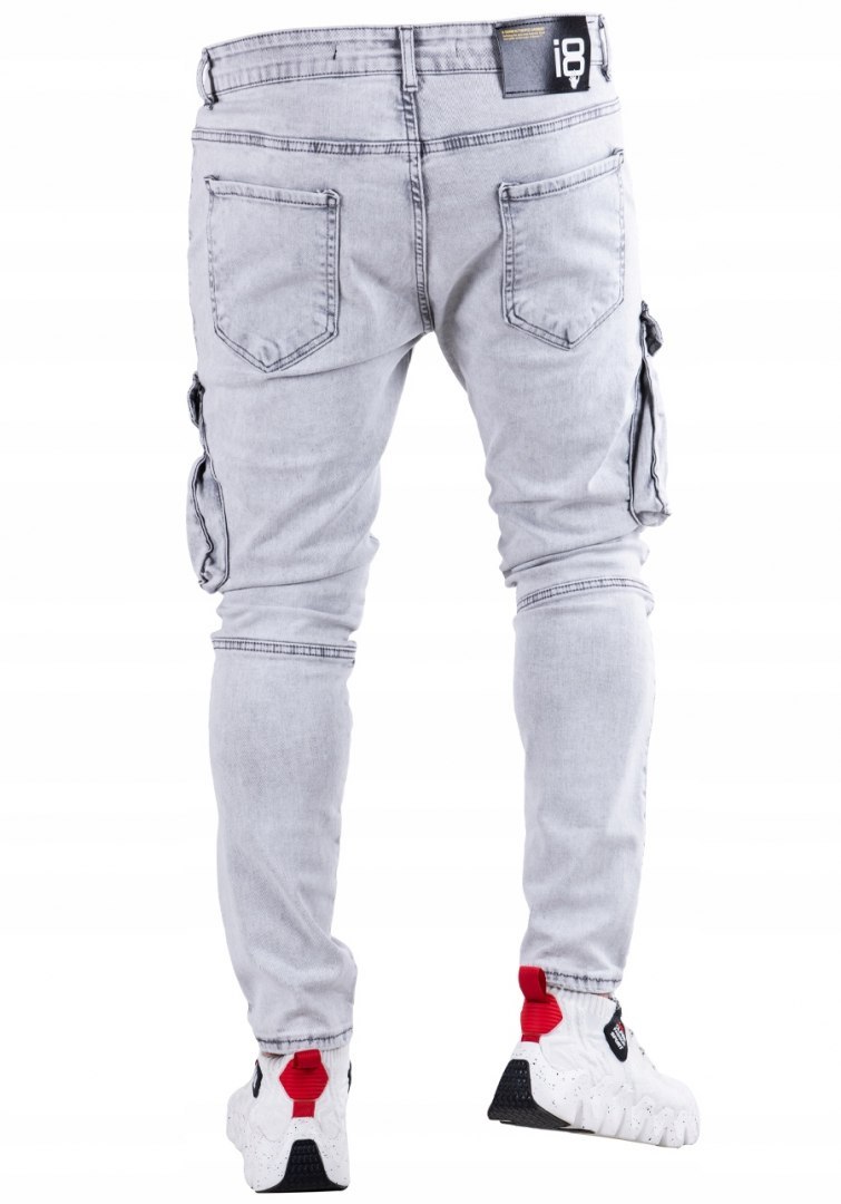 R.33 Spodnie męskie jeans bojówki łańcuch JANNIK