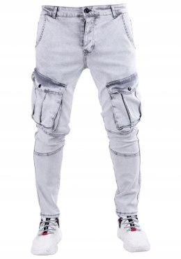 R.34 Spodnie męskie jeans bojówki łańcuch JANNIK