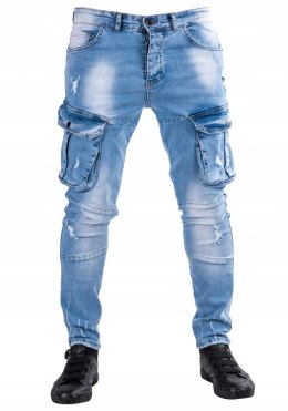R.32 Spodnie męskie jeans bojówki łańcuch WESTON