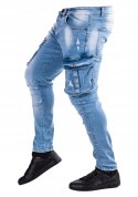 R.34 Spodnie męskie jeans bojówki łańcuch WESTON