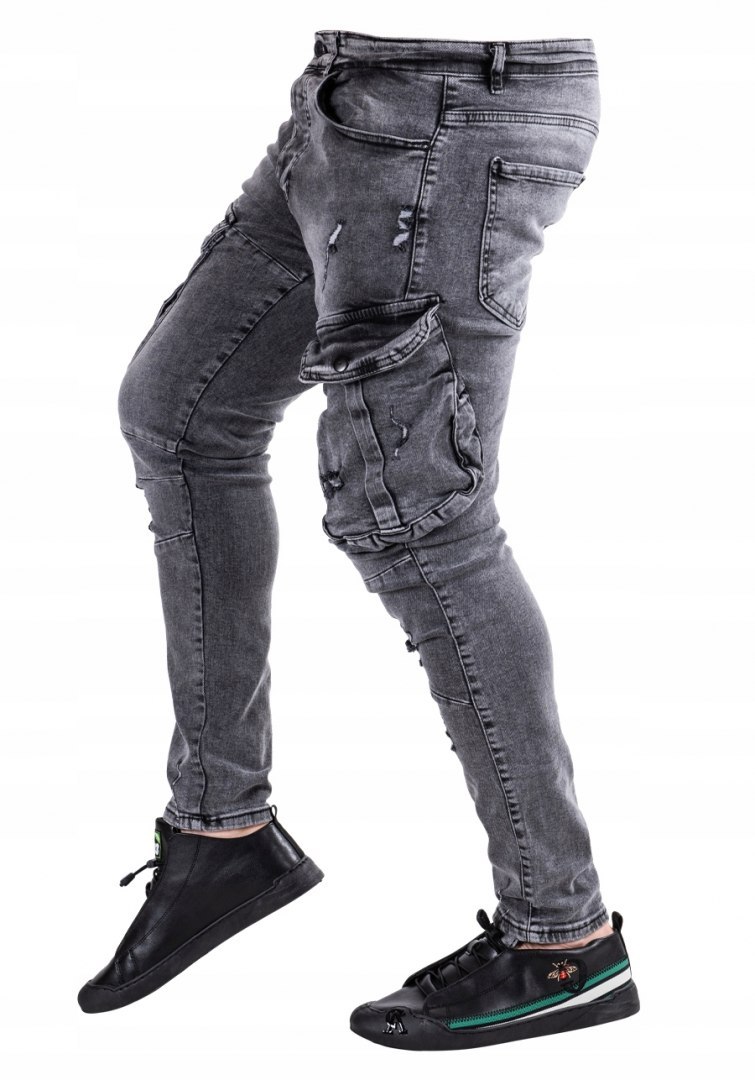 R.34 Spodnie męskie jeansowe bojówki IANIS