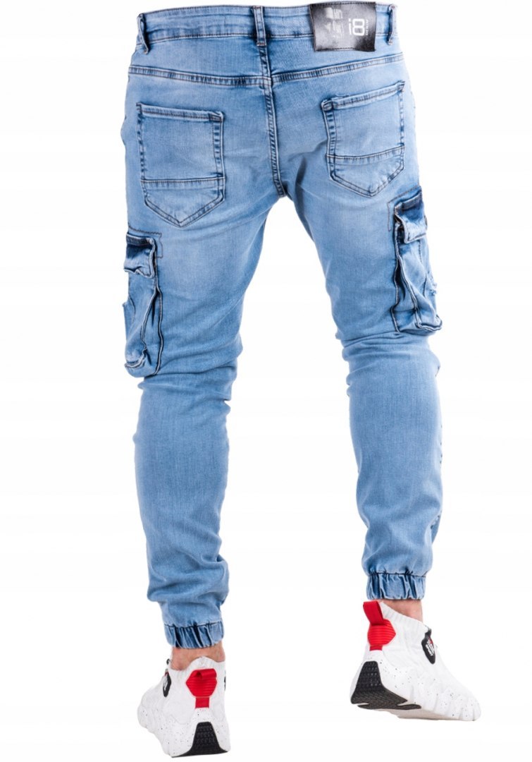 R.31 Spodnie męskie jeansowe bojówki łańcuch AMAD
