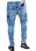 R.30 Spodnie męskie jeansowe bojówki łańcuch KEMAR