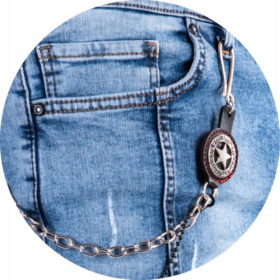 R.32 Spodnie męskie jeansowe bojówki łańcuch KEMAR
