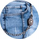 R.33 Spodnie męskie jeansowe bojówki łańcuch KEMAR