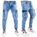 R. 36 Spodnie męskie jeansowe bojówki łańcuch AMAD