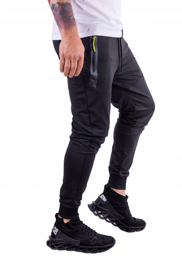R. XXL Czarne spodnie dresowe joggery CORREA