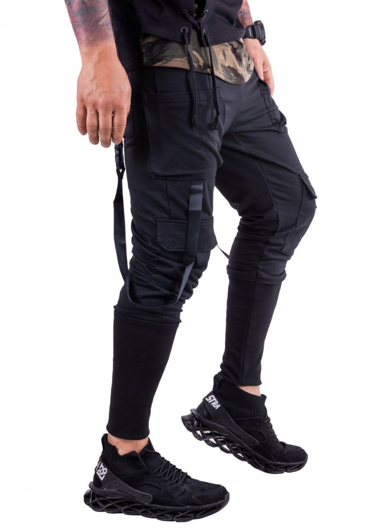 R. XXL Czarne spodnie dresowe joggery baggy DIARTE