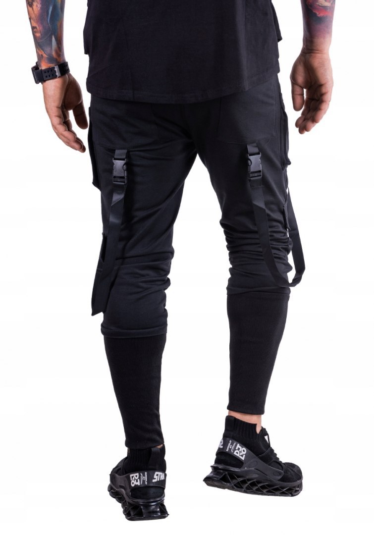 R. XXL Czarne spodnie dresowe joggery baggy DIARTE