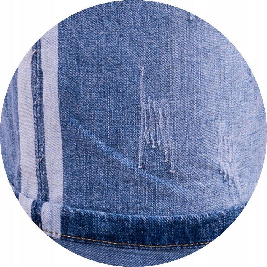 R. 32 Krótkie SPODENKI proste lampasy jeans ROMERO