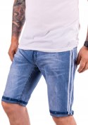 R. 36 Krótkie SPODENKI proste lampasy jeans ROMERO