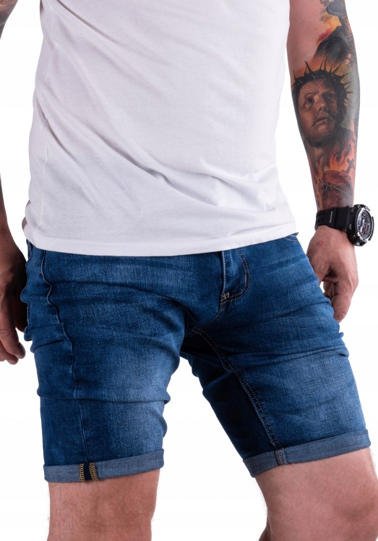R.36 Krótkie SPODENKI elastyczne jeansowe EUDALD
