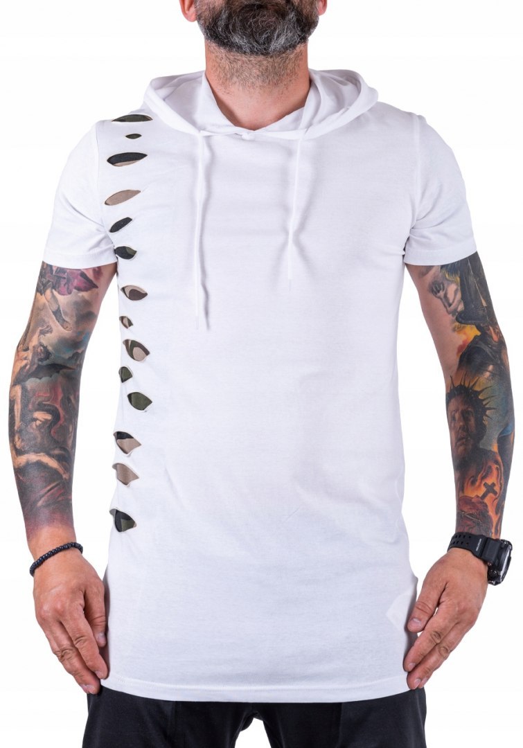 R. XL T-SHIRT biały koszulka z kapturem ALMIRON