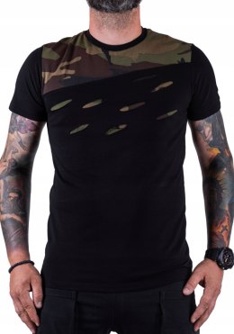R.XL T-SHIRT czarna koszulka wstawki moro ROSARIO