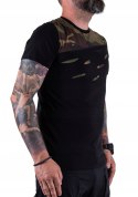 R.L T-SHIRT czarna koszulka wstawki moro ROSARIO