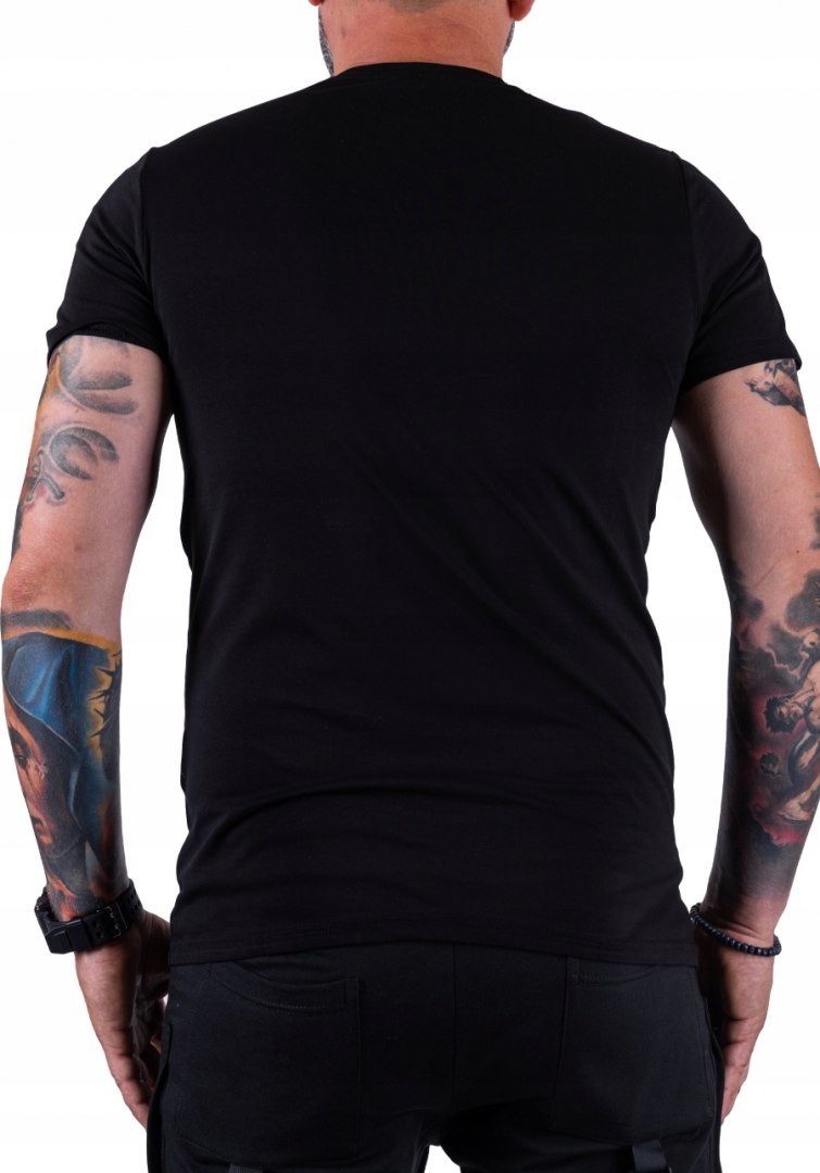 R.M T-SHIRT czarna koszulka wstawki moro ROSARIO