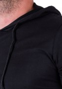 R. L T-SHIRT czarny koszulka z kapturem PEREZ