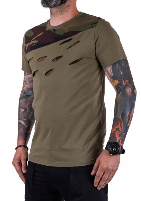 R. XXL T-SHIRT khaki koszulka wstawki moro POZZO