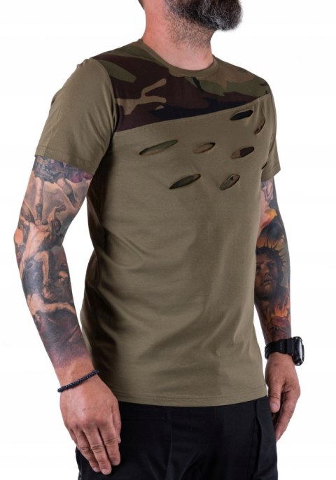 R. XXL T-SHIRT khaki koszulka wstawki moro POZZO