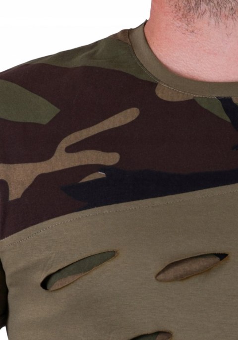 R. XXL T-SHIRT khaki koszulka wstawki moro POZZO