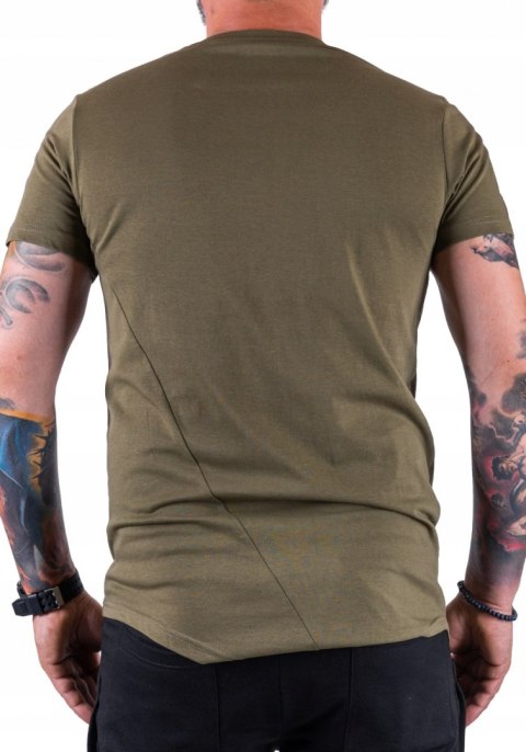 R. XXL Khaki T-SHIRT asymetryczny dół+ siatka LUUK