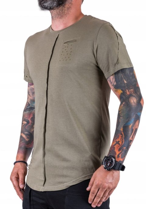 R. XXL Khaki T-SHIRT dziurkowane elementy RIBAS