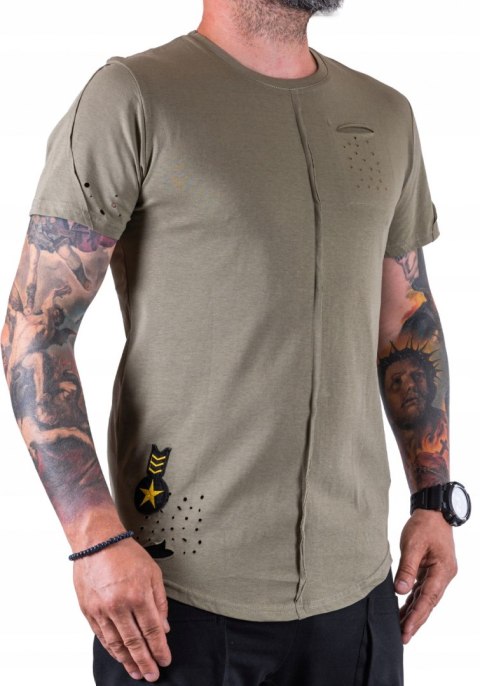 R. XXL Khaki T-SHIRT dziurkowane elementy RIBAS