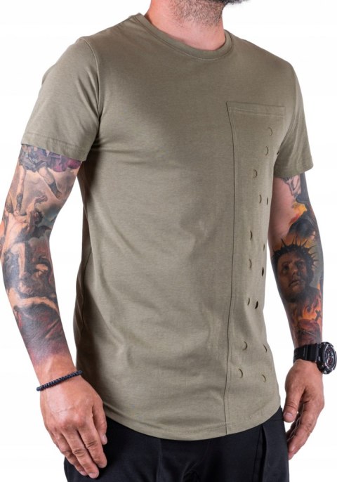 R. XXL Khaki T-SHIRT dziurkowany IKENE