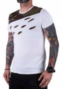 R. XL T-SHIRT biała koszulka wstawki moro SEGOVIA
