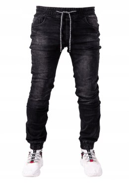 r.34 Spodnie joggery jeansowe męskie czarne ZIKO
