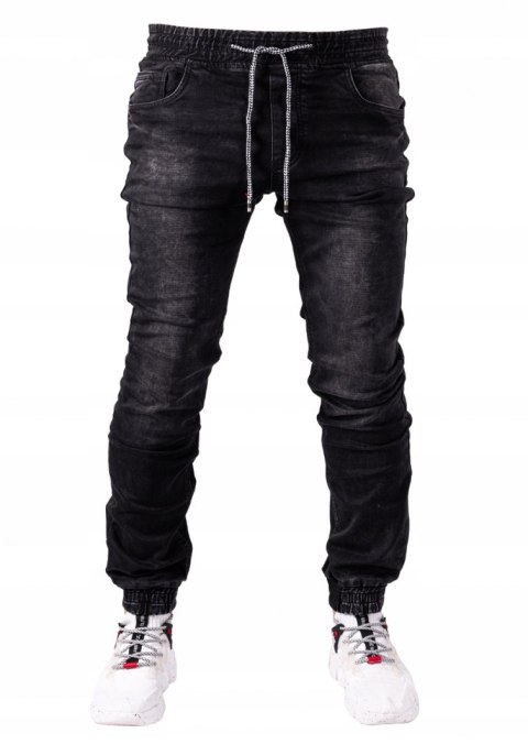 r.35 Spodnie joggery jeansowe męskie czarne ZIKO