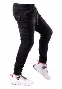 r.35 Spodnie joggery jeansowe męskie czarne ZIKO