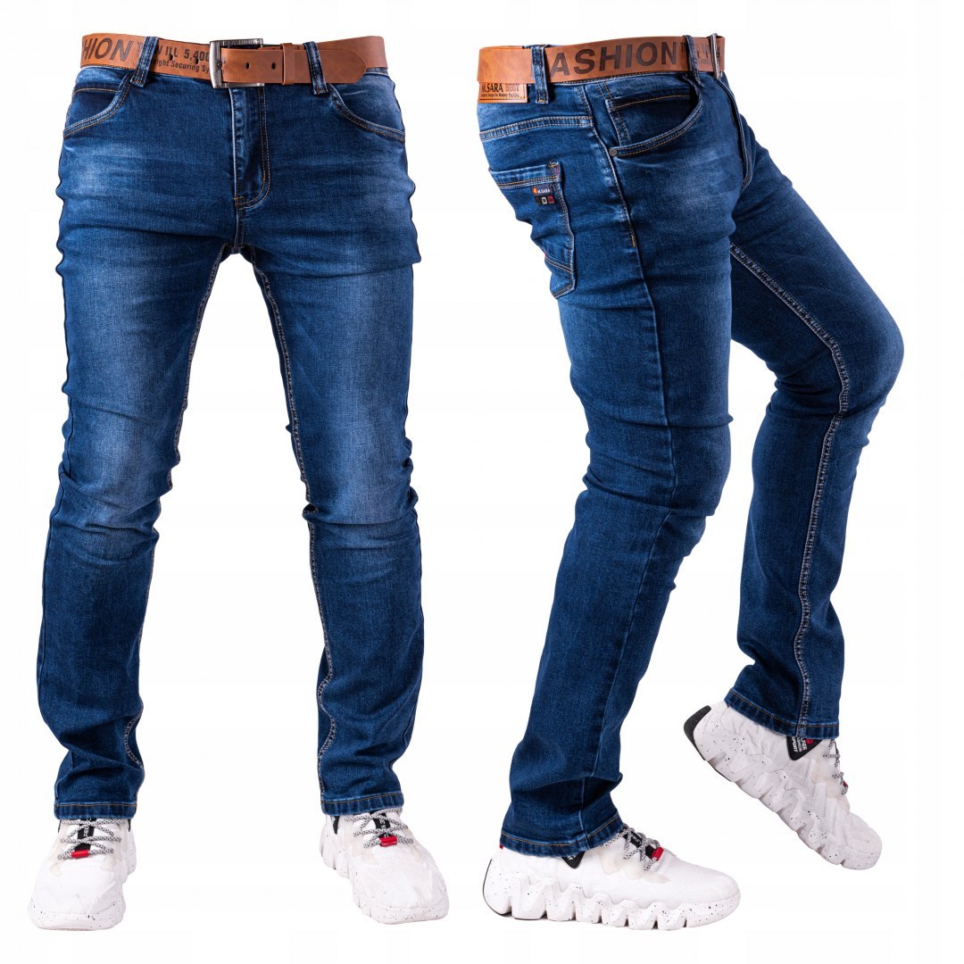 r.34 Spodnie męskie jeansowe IVEN + pasek