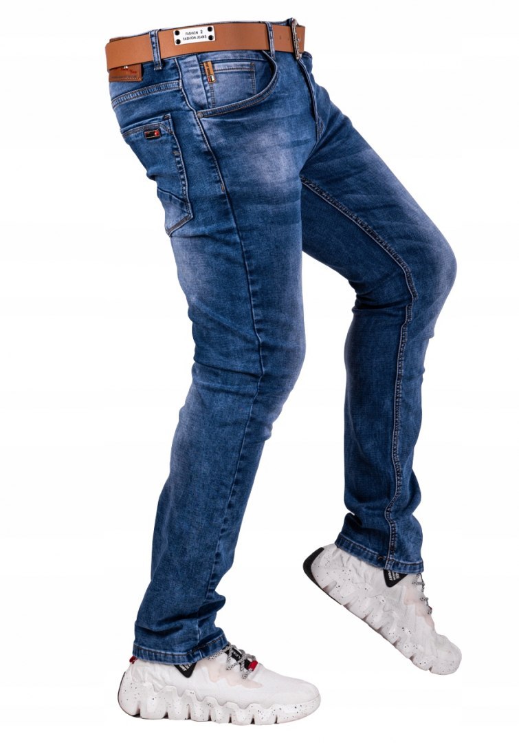 r.31 Spodnie męskie JEANSOWE proste CLIO +pasek