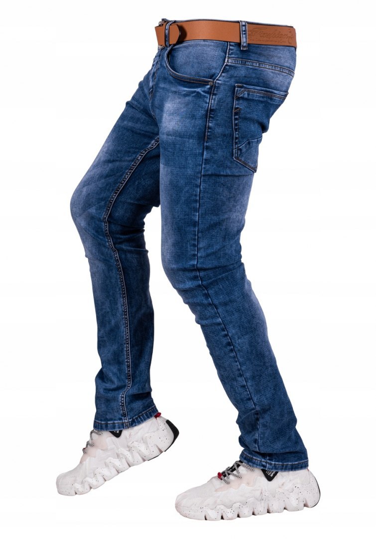 r.31 Spodnie męskie JEANSOWE proste CLIO +pasek