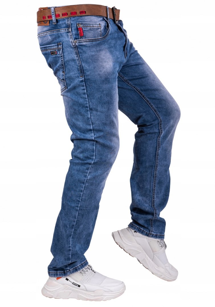 r.32 Spodnie męskie JEANSOWE proste MIROX + pasek