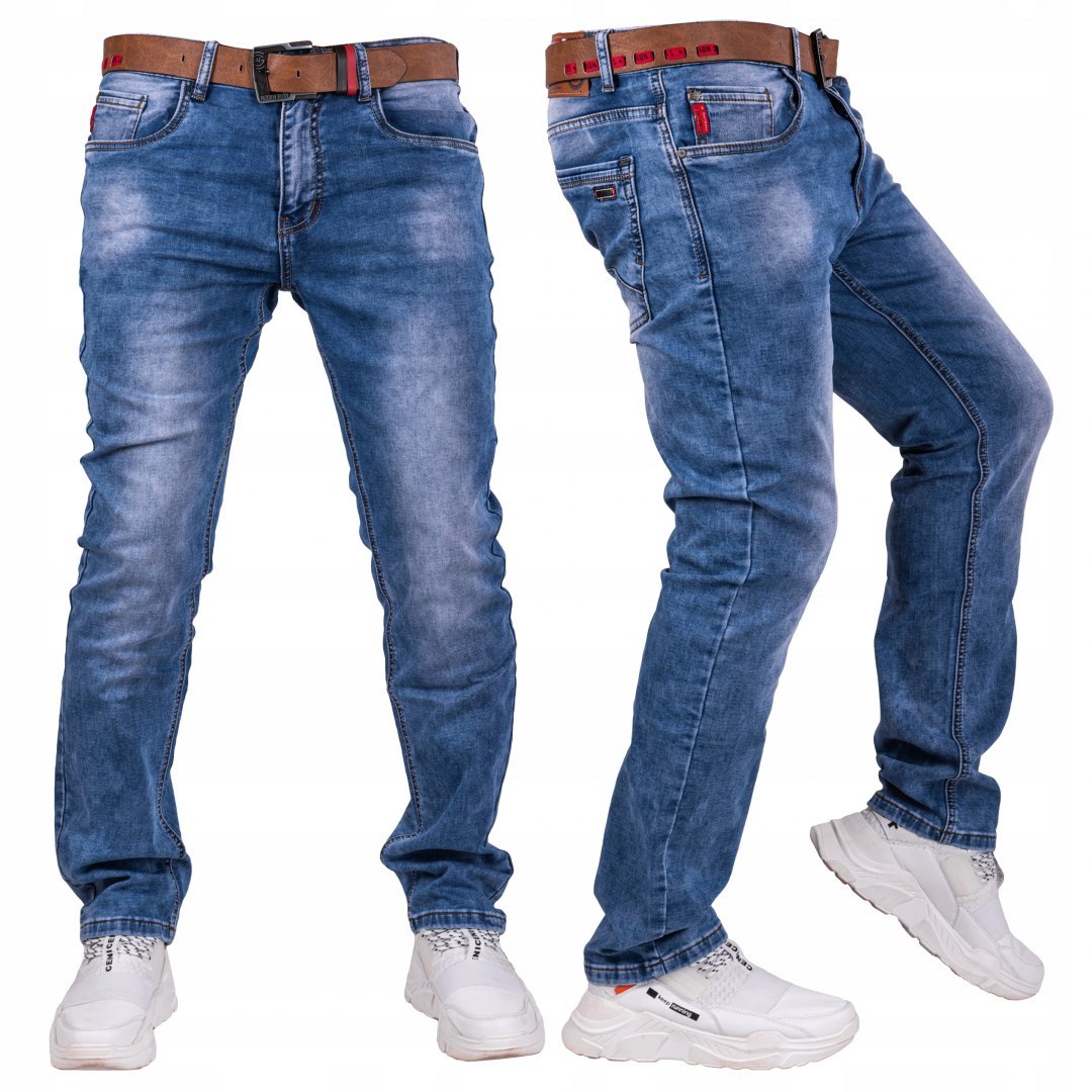 r.35 Spodnie męskie JEANSOWE proste MIROX + pasek