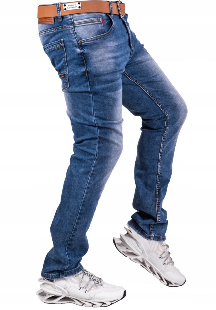 r.31 Spodnie męskie JEANSOWE klasyczne MIRUS +pasek