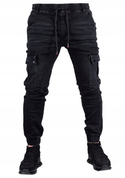 r.31 Joggery jeansowe czarne bojówki CHAKO