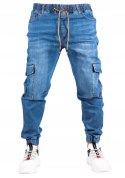 r.32 Joggery jeansowe niebieskie bojówki GENAUS