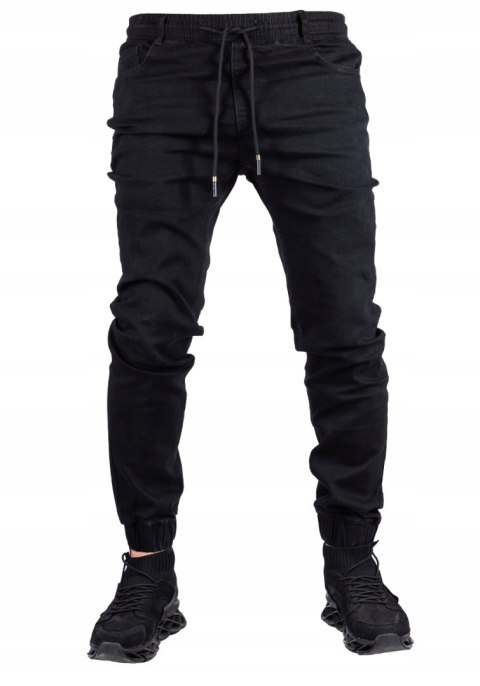 r.33 Joggery męskie spodnie czarne jeansowe DIODOR