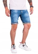 r.32 Krótkie SPODENKI proste jeansy mankiet AUDREY