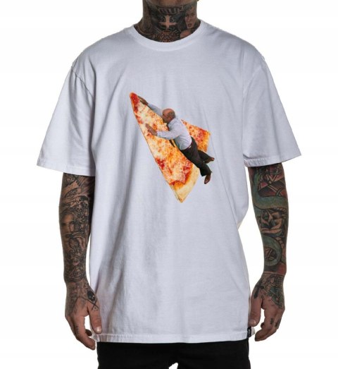 2XL T-SHIRT BIAŁA koszulka ŚMIESZNA PIZZA FLYING