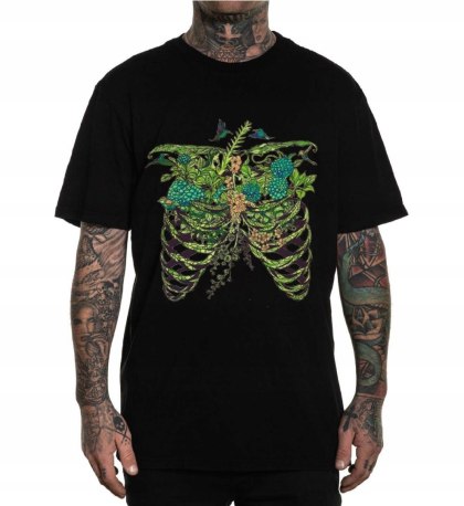 r.XL T-SHIRT CZARNA koszulka NATURE PLANT RIBS