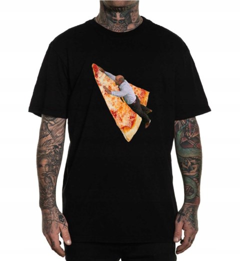 r.XXL T-SHIRT CZARNA koszulka ŚMIESZNA PIZZA FLYING