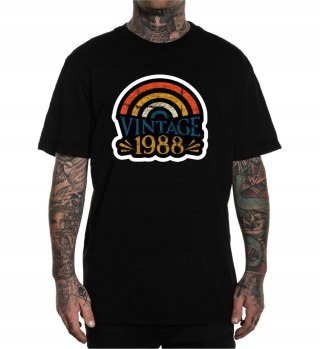 r.3XL T-SHIRT koszulka CZARNA RAINBOW VINTAGE 1988