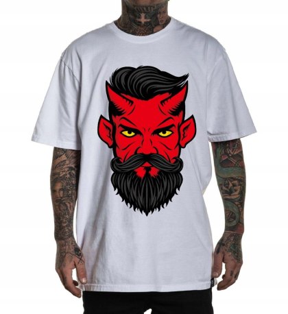 r.L T-SHIRT koszulka męska BIAŁA RED DEVIL