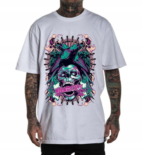 r.XXL T-SHIRT koszulka BIAŁA RAVEN SKULL ANARCHY