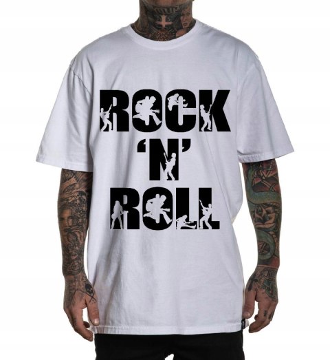 r.3XL T-SHIRT koszulka BIAŁA ROCK'N'ROLL