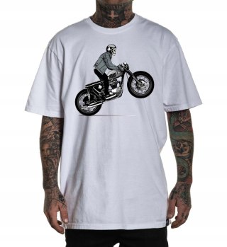 r.2XL T-SHIRT koszulka męska BIAŁA on a motorcycle